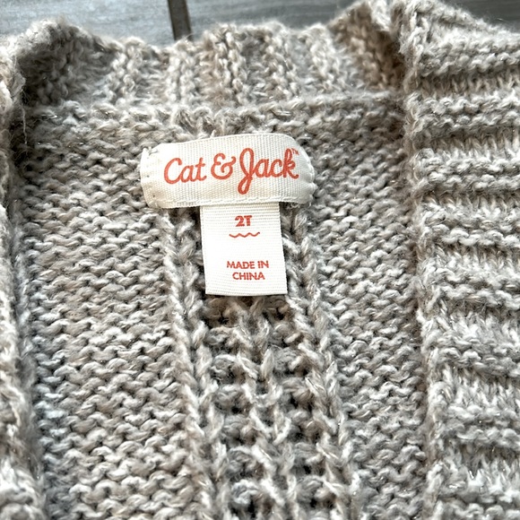 2T cat&Jack sparkly cable knit open cardigan sweater - Picture 3 of 7